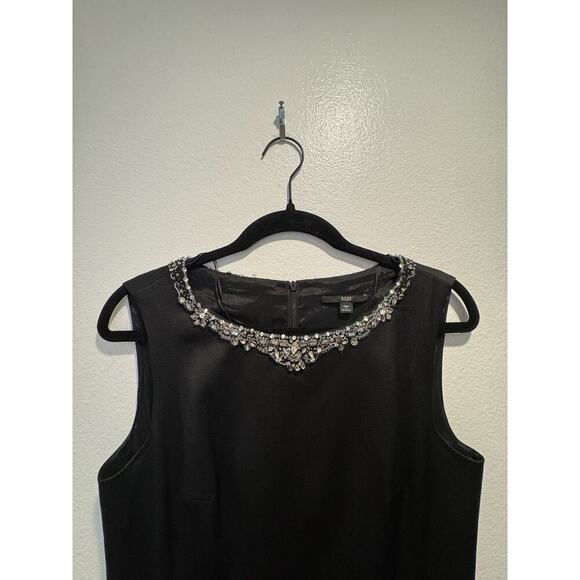 Hugo Boss Sheath Dress Women’s Size 8 Embellished Neck Black Wool Blend Classic - Picture 2 of 9